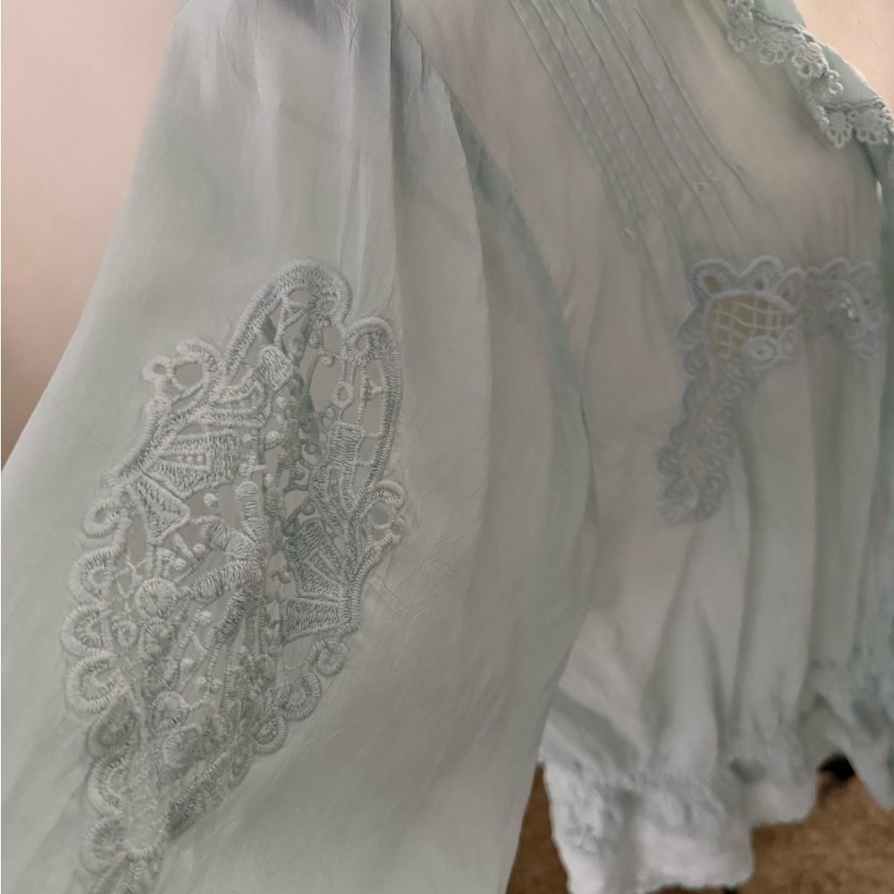 Johnny Was Seafoam Green with embroidered appliqué - Picture 7 of 7